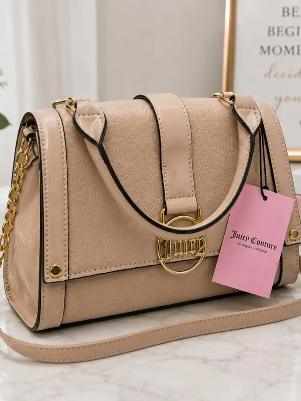 Juicy Couture Cafe Fancy Flap Tan Crossbody Bag NWT